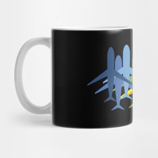 Multiple Plane Silhouette Rainbow Mug